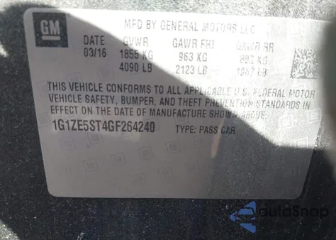 2016 Chevrolet Malibu 1Lt z USA, uszkodzony, nr VIN 1G1ZE5ST4GF264240